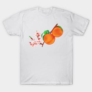 Peach Blossoms & Fruit Pattern T-Shirt